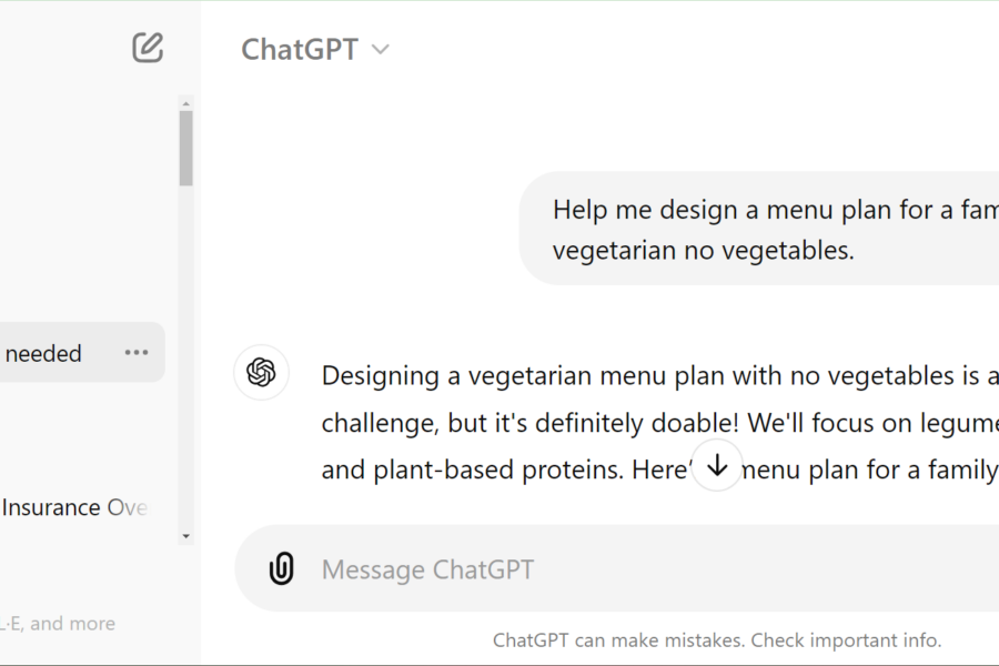 Using AI in L&D - Chat GPT screengrab